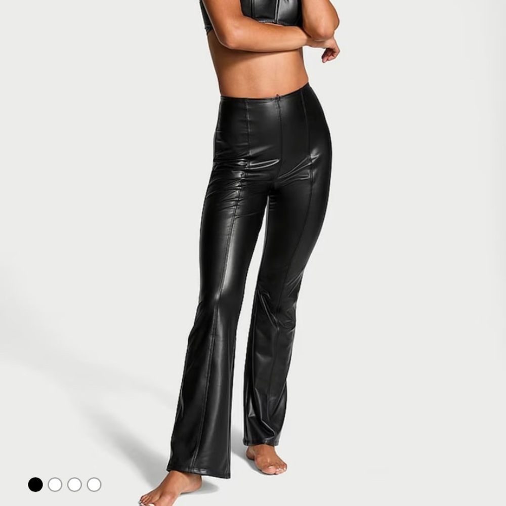 Victoria's Secret Black Faux Leather Flared Pants